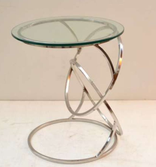 Round Stainless Steel Glass Table