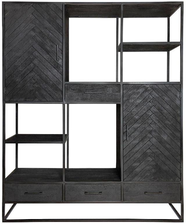 Industrial Solid wood Cabinet with black finish