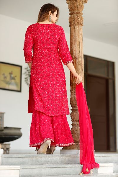 Rayon Kurti With Sharara Set