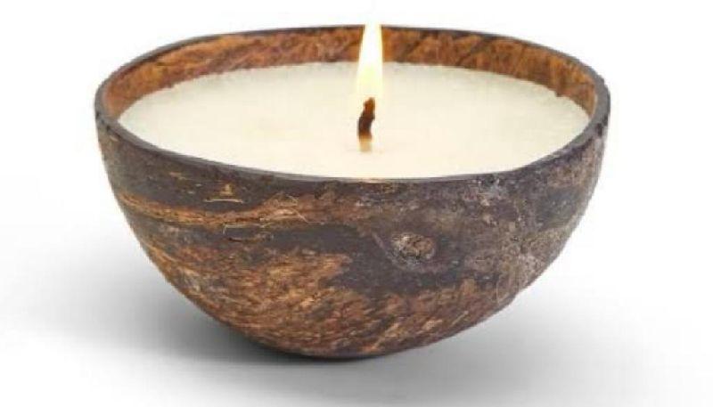 Round Coconut Bowl Candle, for Lighting, Style : Antique