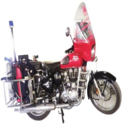 Bike mounted steel cylinder fire fighting watermist system