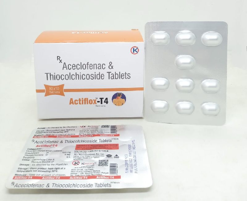 ACECLOFENAC 100MG & THOCHOCHICOSIDE 4MG TABLETS, for Clinical, Hospital, Grade : Medicine Grade