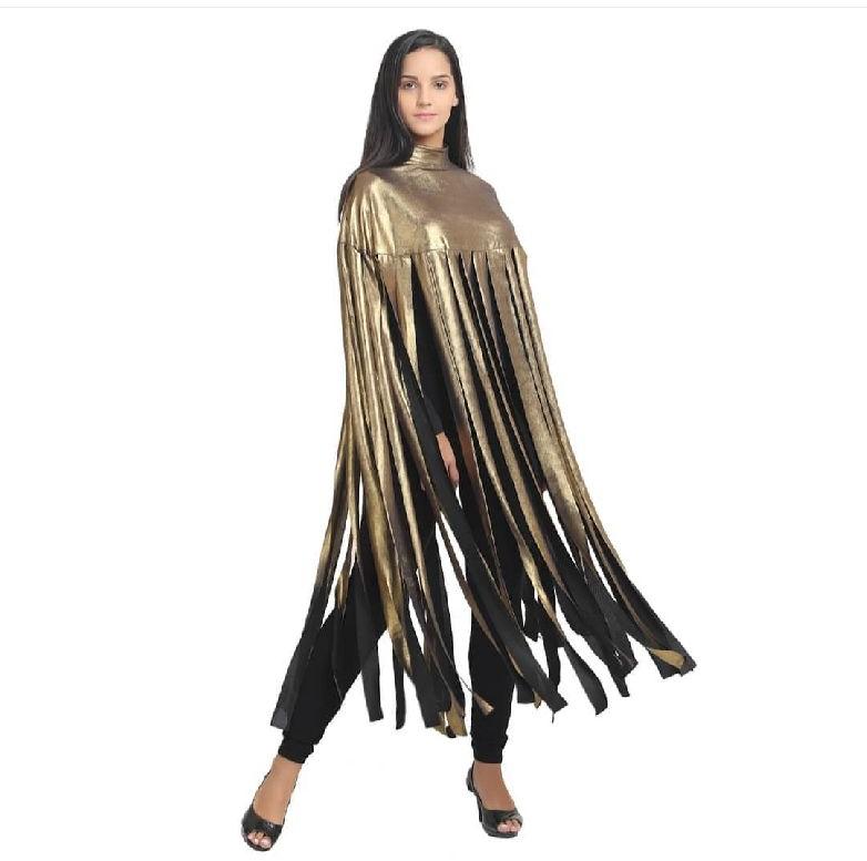 Glitter Lycra Fringe Crepe Dress, Occasion : Party Wear