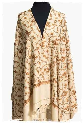 Embroidered Woolen Cashmere Shawl, Style : Modern