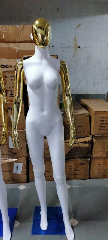 Chrome Face White Glossy Female Mannequin, Style : Standing