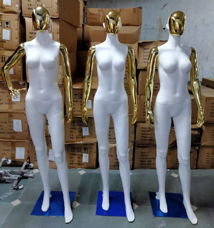 Full Body Chrome Face White Glossy Mannequin, for Fashion Display ...