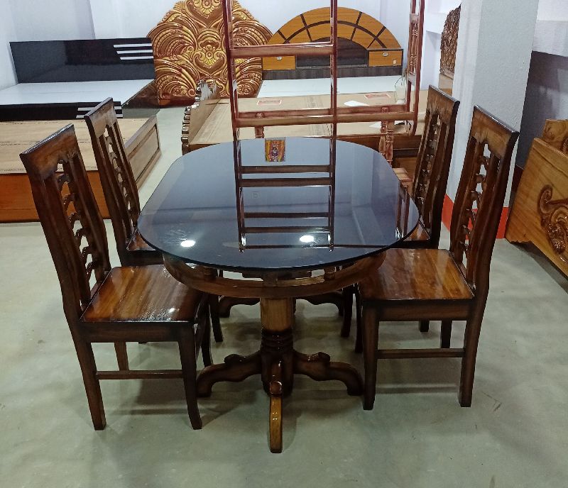 Glass Top Wooden Dining Table Set, Specialities : Stylish, Scratch Proof, Perfect Shape, Fine Finishing