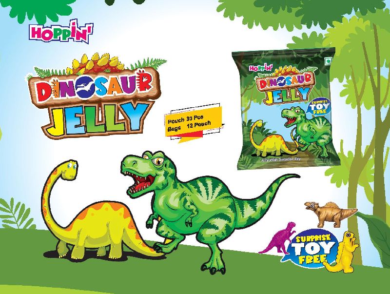 Hoppin Dinosaur Jelly with Surprise Toy, Packaging Type : Plastic Packet