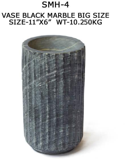 Black Marble Big Size Vase, for Decoration, Size : 11x6 Inch
