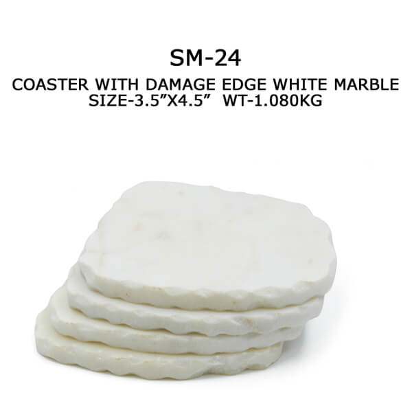 Damage Edge White Marble Coaster