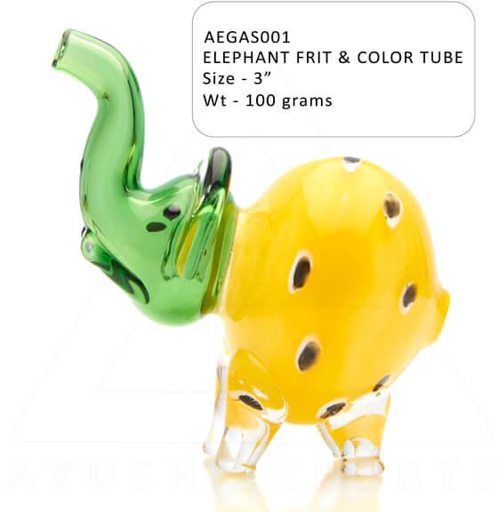 Elephant Frit and Color Tube Glass Smoking Pipe
