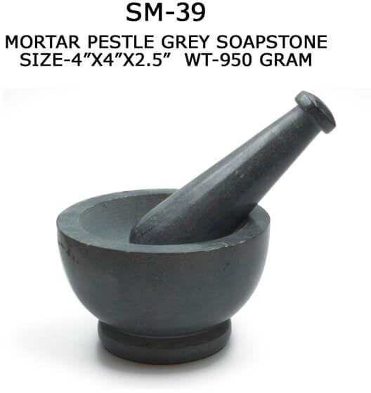 Grey Soapstone Mortar Pestle