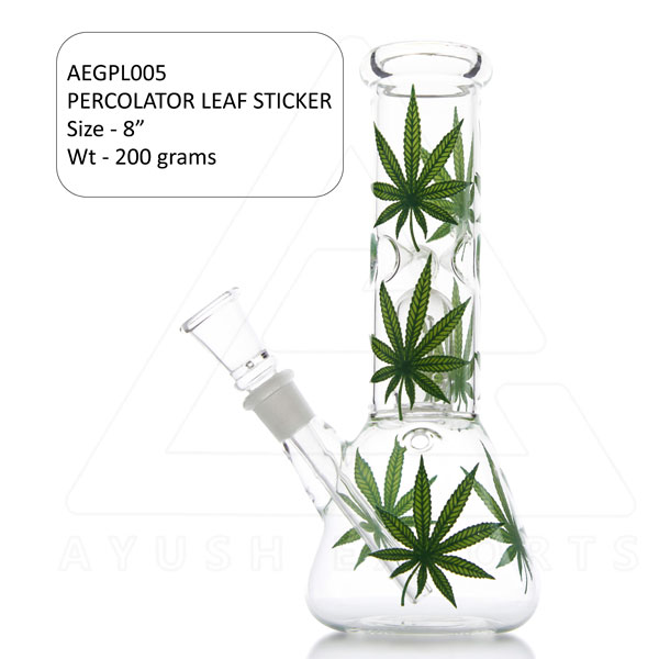 Leaf Sticker Glass Percolator Bong