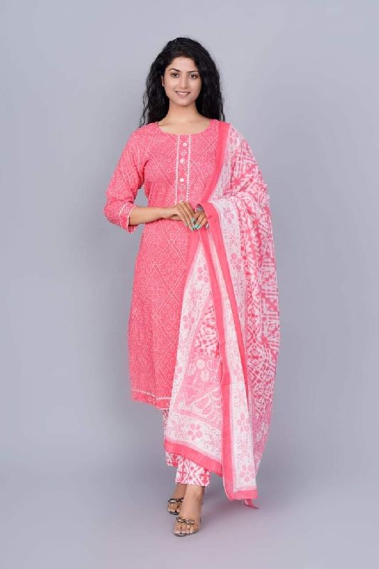 Printed Kurti Pant With Dupatta Set