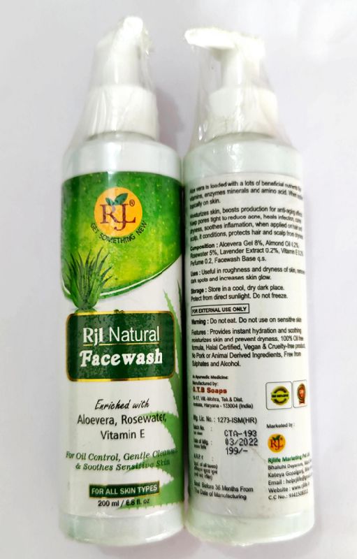 RJL Aloe Vera Face Wash, Packaging Size : 200ml