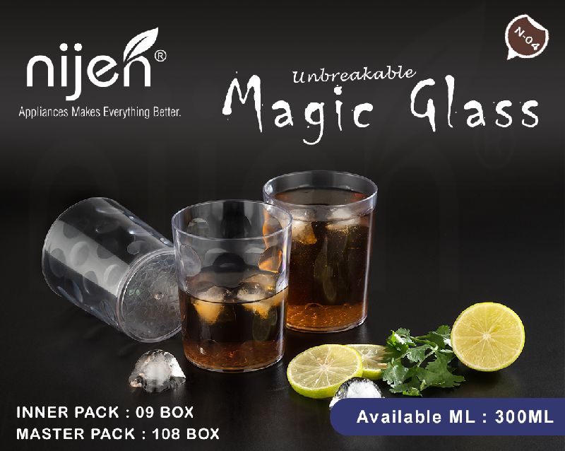Nijen Round Plastic Unbreakable Magic Glass, for Drinking Use, Capacity : 300ml