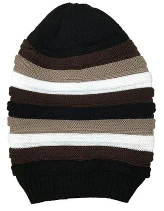 Woolen Winter Striped Beanie Caps, Size : Standard