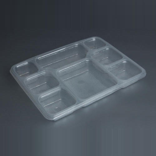 Plastic Plain 8 Compartment Meal Tray, Shape : Rectangular