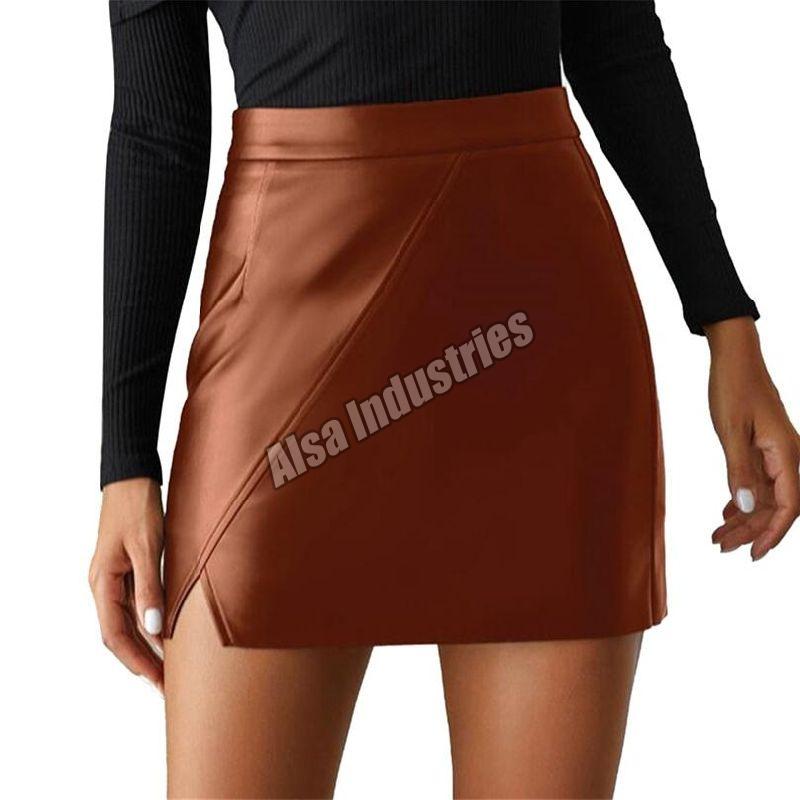 Plain Ladies Leather Skirt, Style : Mini