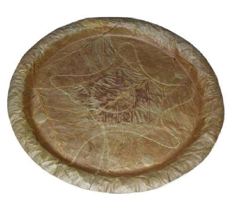 Circular 12 Inch Sal Leaf Plate, Color : Brown
