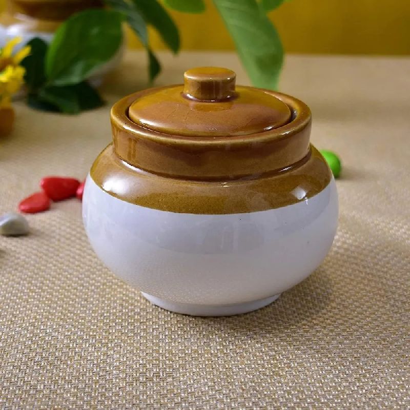 mustard white Ceramic Pickle Jar at best price INR 50 / Piece in Noida