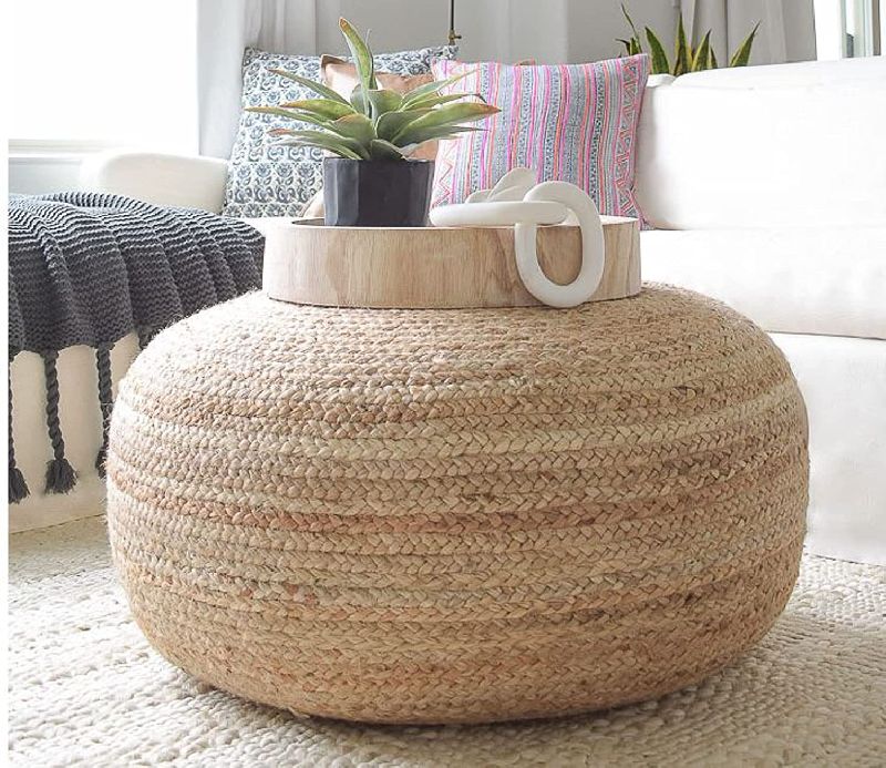 Cylindrical jute pouf, for Home, Feature : Easy To Carry, Industrial