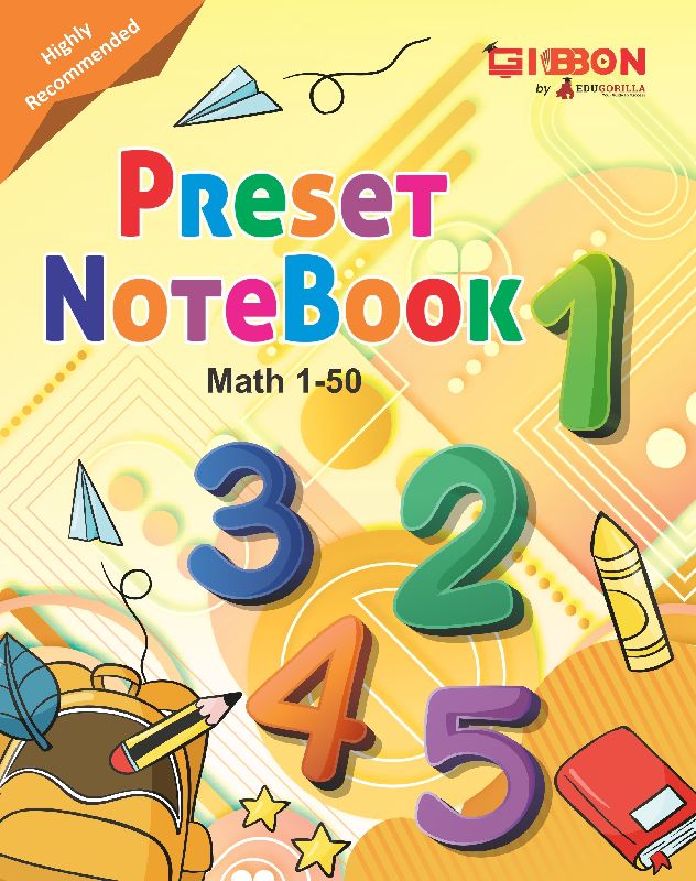 Preset Notebook Maths ( 1-50 ) Number Writing Book for Kids