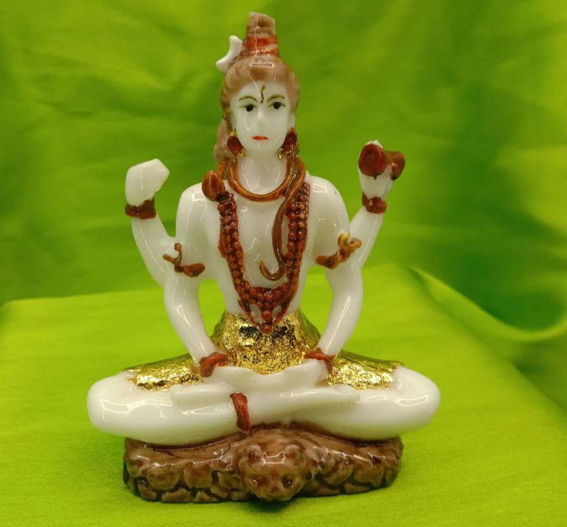Gold Leafing Lord Shiva Statue, Packaging Type : Thermocol Box