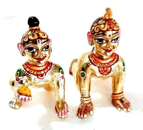 Brass Bal Radha Krishna Statue, for Office, Home, Pattern : Carved