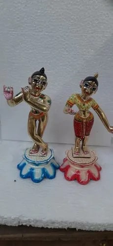 Brass Painted Radha Krishna Statue, for Office, Home, Temple, Color : Multi Color