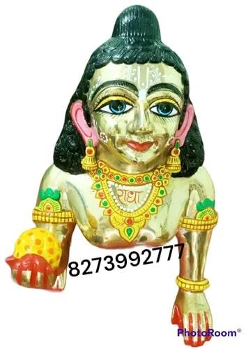 No. 18 Brass Laddu Gopal Statue, for Worship, Temple, Pattern : Carved
