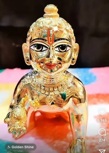 No. 6 Brass Laddu Gopal Statue, for Worship, Temple, Pattern : Carved