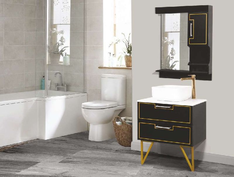 Rectangular Polished HDHMR With PU Paint A-282 Panthar Bathroom Vanity, for Home, Hotel, Style : Modern