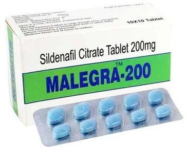 Malegra 200 Tablet, Packaging Type : Blister