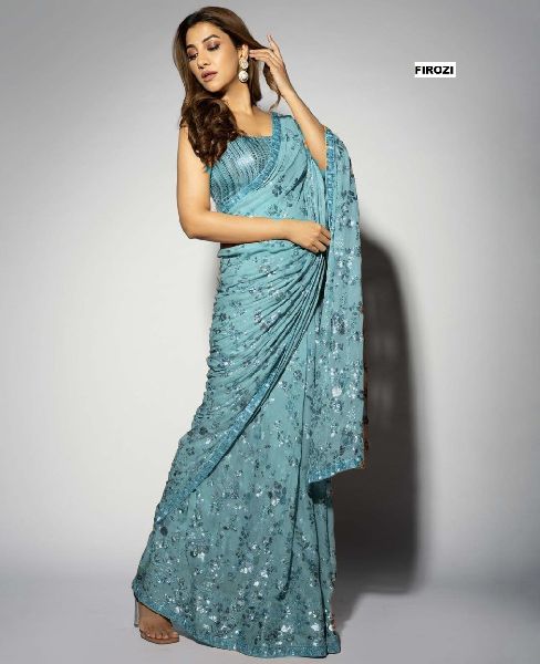 partywear embroidered saree
