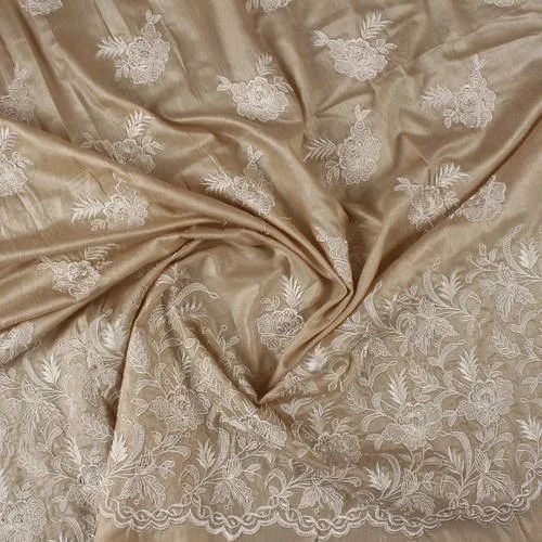 Muga Silk Thread Work Fabric, for Garments
