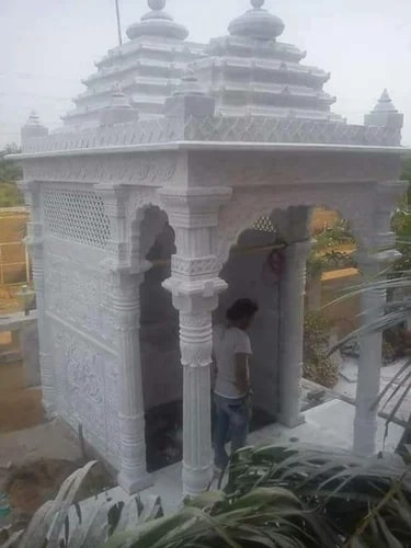 Polished Carved Outdoor Marble Temple, Color : White