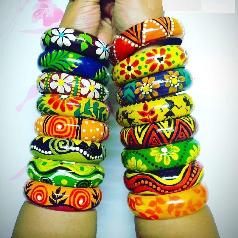 Polished Printed Wooden Bangles, Feature : Shiny Look, Attractive Designs