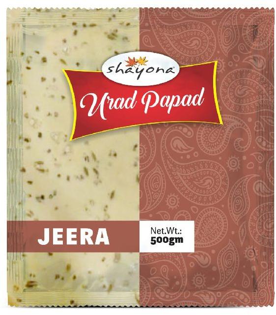 Shayona Jeera Urad Papad, Packaging Type : Printed Laminated Pouches