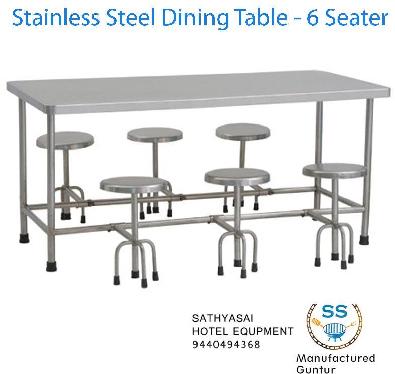 Stainless Steel 6 Seater Dining Table for Restaurant Hotel