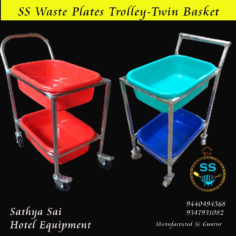 Rectangle Stainless Steel Waste Plate Trolley