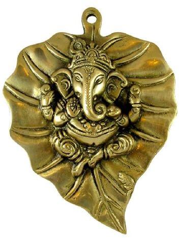 Brass Leaf Ganesha Decorative Wall Hanging Showpiece