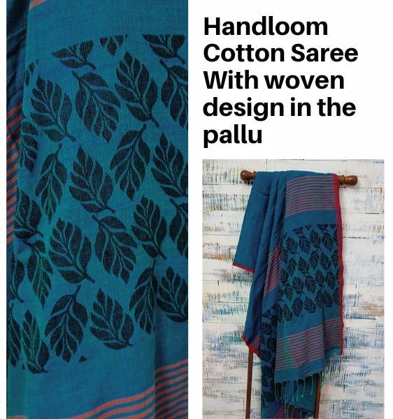 Handloom Cotton Saree with Woven Design Pallu