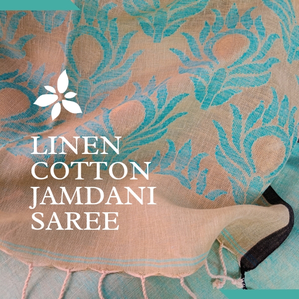 Linen Cotton Jamdani Saree, for Anti-Wrinkle, Width : 6.5 Meter