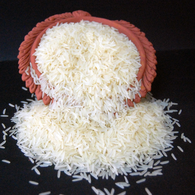 Common pusa white basmati chawal, for Cooking, Food, Human Consumption, Packaging Type : Jute Bags