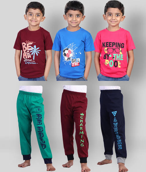 Half Sleeves Stitched Printed Round Kids Wear, Gender : Boy
