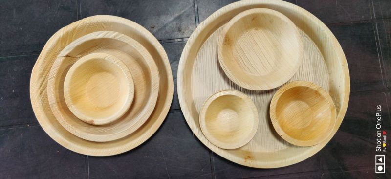 Brown Polished Wood areca plates, for Serving Food