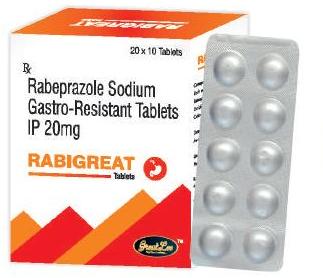 Rabigreat 20mg Tablet, for Gastro-Resistant, Purity : 99.9%