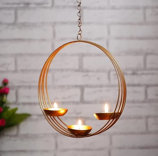 Golden Iron Ring Hanging T Light, for All use