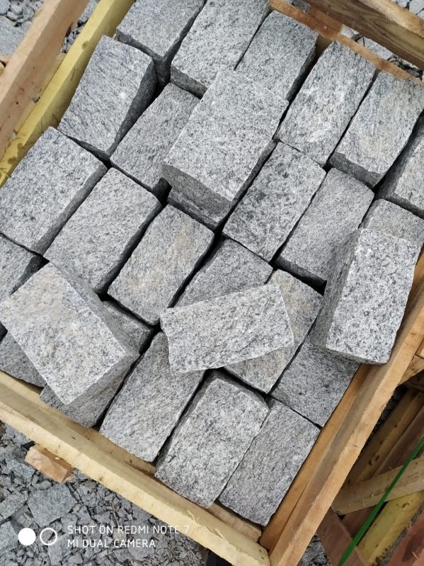 Grey granite cobble stone